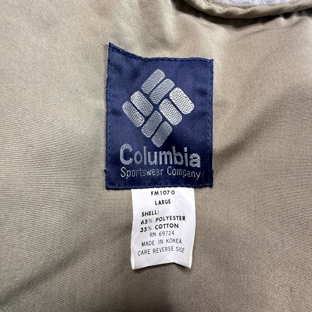 Vintage 90s Columbia PFG Fishing Vest Men's L Beige Heavy Canvas Outdoor - Picture 2 of 7